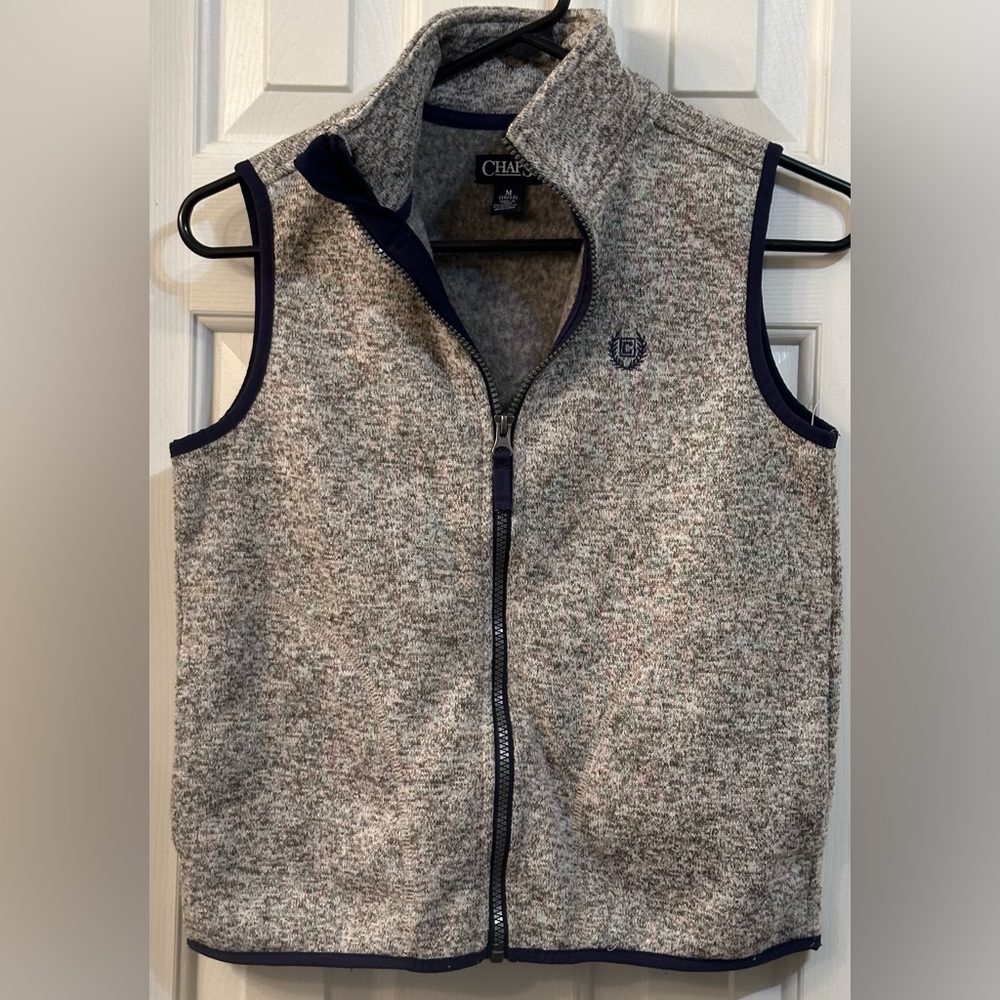 CHAPS Knit Gray/Blue Boy’s Sweater Vest, Size M (10-12)